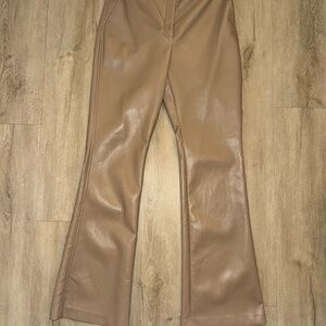 Babaton Program Pant Vegan Leather Camel Size 6 High Rise Flare